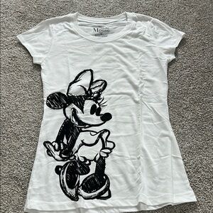NWOT Disney White T-Shirt with Velvet Black Minnie Mouse Design